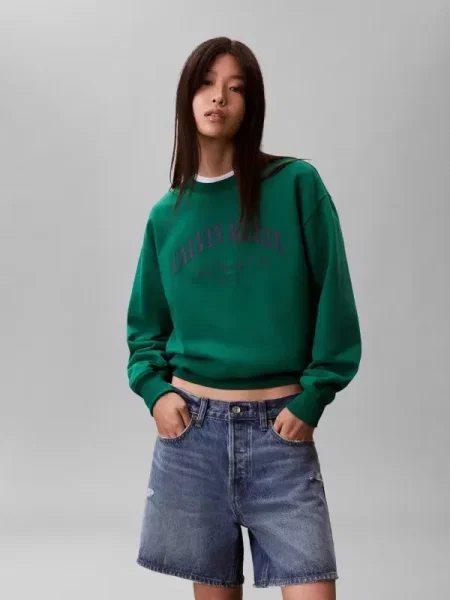 Geacă de blugi Calvin Klein Jeans cu autograf verde