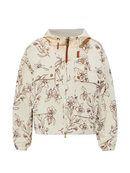 Geacă Moncler cu model floral cu glugă cu imagine