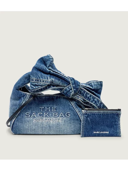 Marc Jacobs De blugi geantă pe umăr The Bow Denim Mini Sack Bag albastru