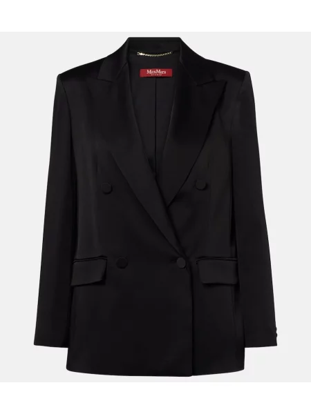 Sacou Max Mara din satin cu două rânduri de nasturi negru