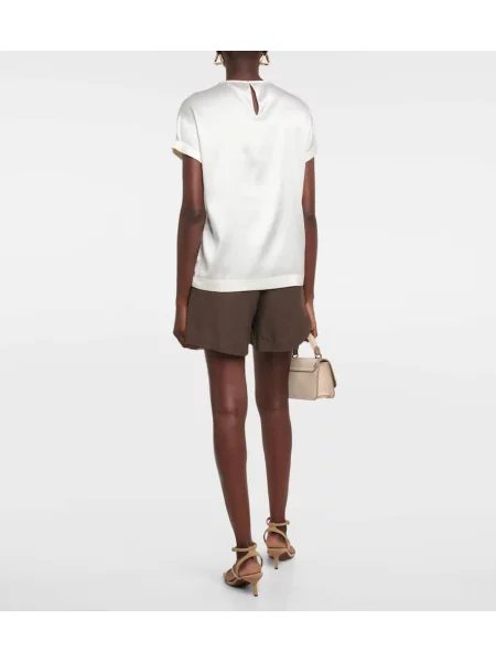 Tricou Brunello Cucinelli din satin bej