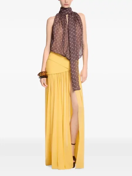 Fusta maxi Elie Saab de mătase plic galben