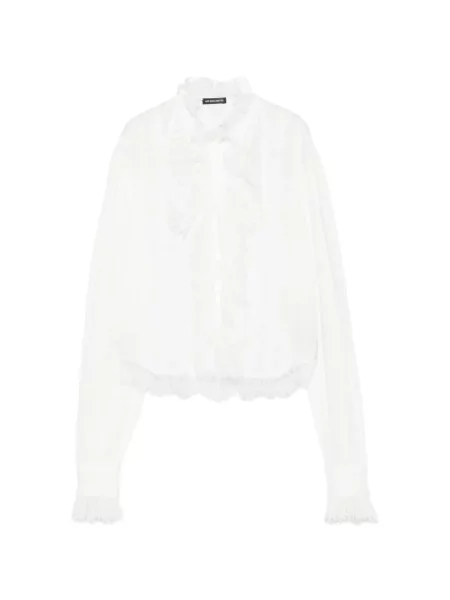 Cămașă Ann Demeulemeester cu volane din dantelă alb