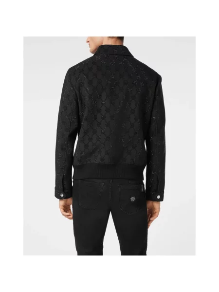 Kurtka bomber Philipp Plein wełniany czarny