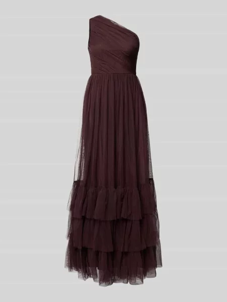 Długa sukienka w kroju na jedno ramię Lace & Beads