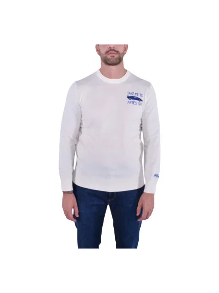 Bluza nierozpinana Mc2 Saint Barth wełniana z okrągłym dekoltem elegancka biała