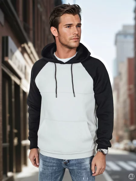 Bluza basic z kapturem jasnoszara Dstreet