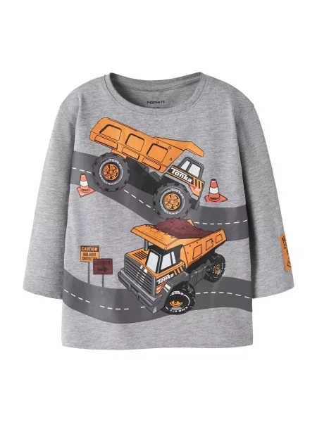 NAME IT Tricou NMMNIAL TONKA gri închis / gri amestecat / portocaliu alb
