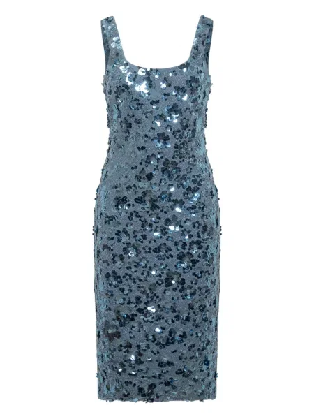 Pantaloni scurți din denim Michael Michael Kors cu paiete până la genunchi de costum albastru