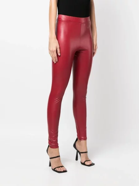 Leggings Michael Michael Kors din piele roșu