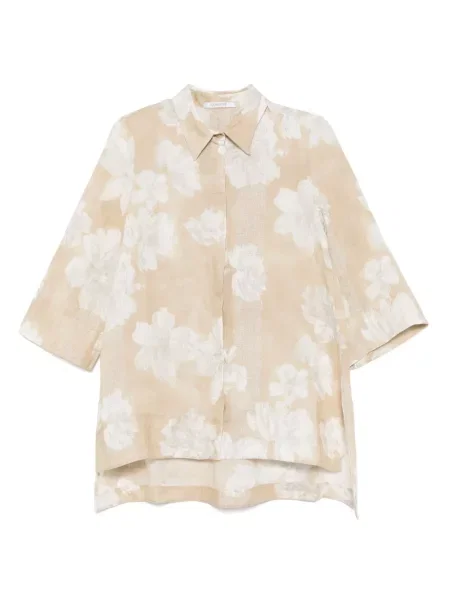 Koszula Transit w kwiatki z nadrukiem brązowa