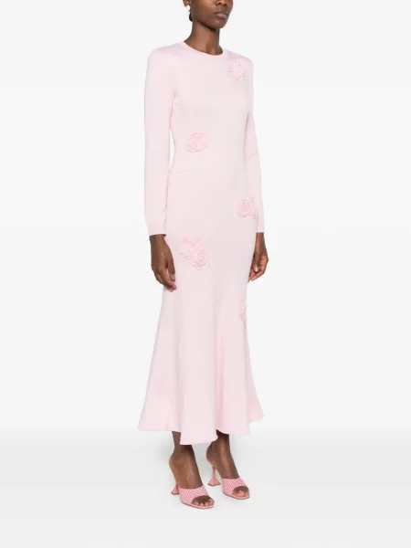 Rochie maxi Self-portrait cu model floral cu aplicații roz