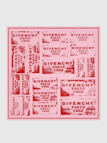 Хустка із шовку в принт логотипа Givenchy рожева