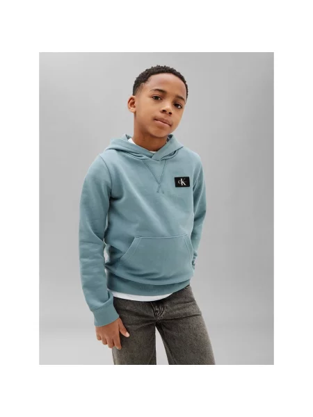Mikina s kapucňou Calvin Klein Jeans modrá