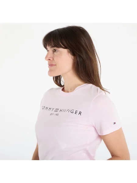 T-shirt Tommy Hilfiger Reg Corp Logo C-Nk Ss Light Pink XS μαύρο