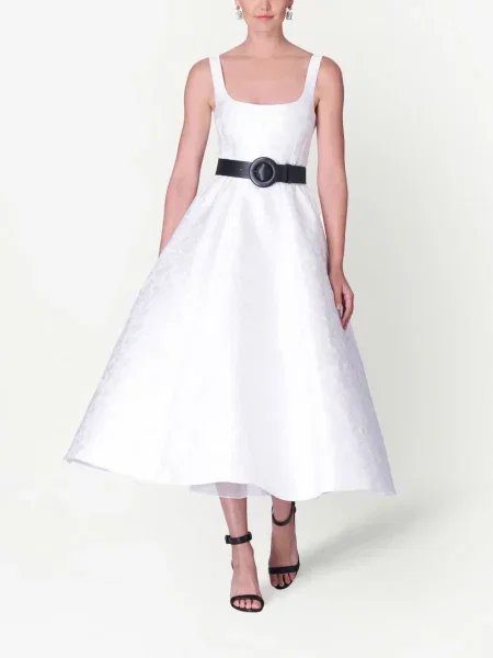 Žakardinė kostiumas midi suknelė Carolina Herrera iki kelių balta
