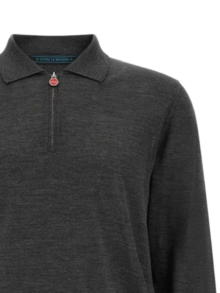Tricou polo Kiton de lână gri