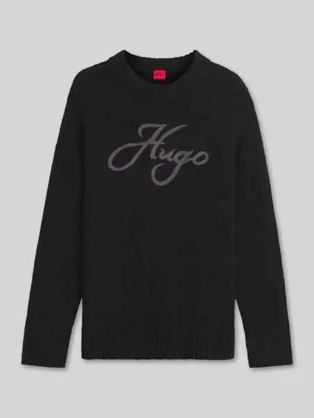 Sweter o kroju loose fit z mieszanka wełny i alpaki model Sloguinny' Hugo czarny