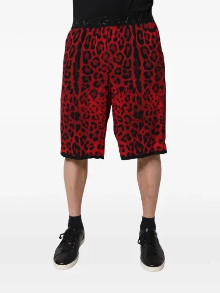 Pantaloni scurți Dolce & Gabbana cu imagine cu model leopard roșu