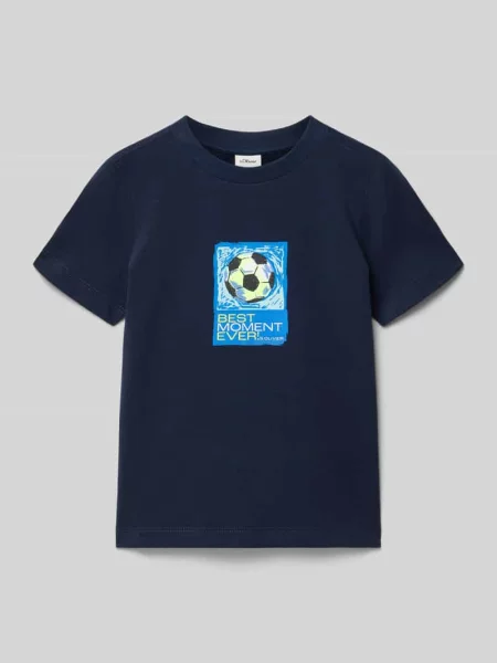 Męski t-shirt o kroju regular fit z czystej bawełny S.oliver Red Label granatowa