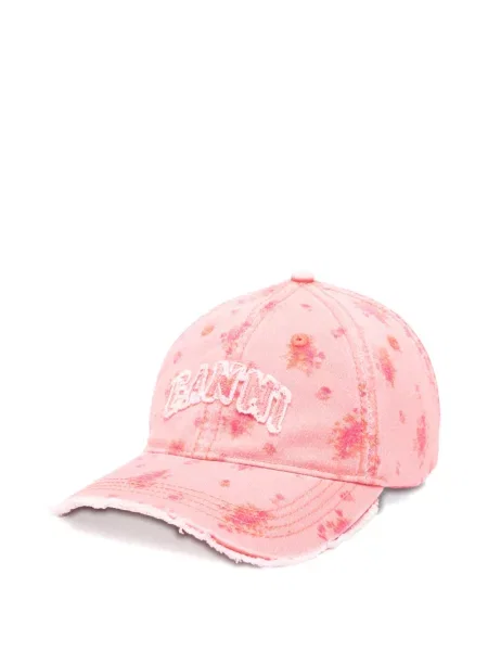 Șapcă Ganni cu model floral cu imagine roz