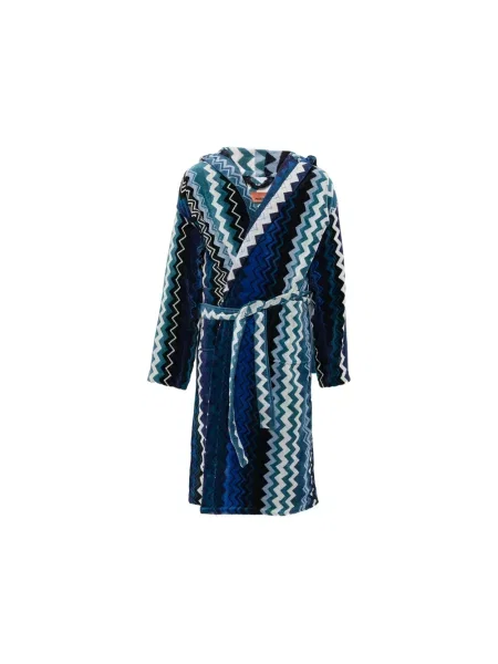 Szlafrok Missoni Home z kapturem niebieski