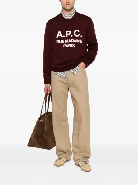 Pulover A.p.c. de lână cu autograf roșu