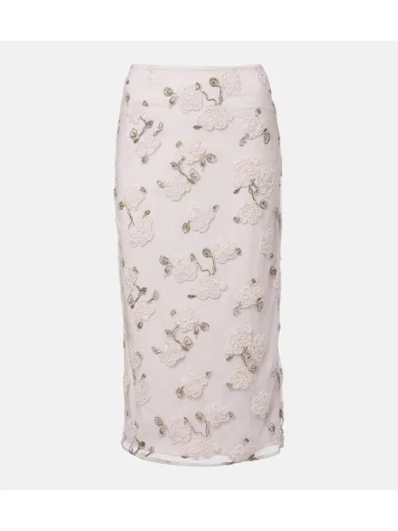 Fustă tip creion Rotate cu mărgele roz