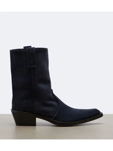 Botine Khaite din piele de căprioară albastru