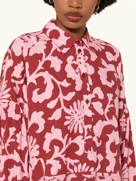 Essentiel Antwerp Oversized Košilové Šaty Jea S Rukávy tmavě / růžová červená