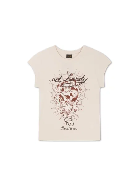 Ed Hardy Tricou ecru / amestecat maro