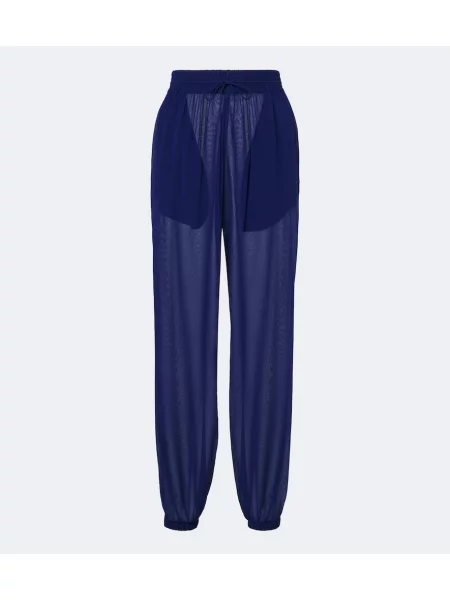 Pantaloni Christopher Esber de mătase albastru