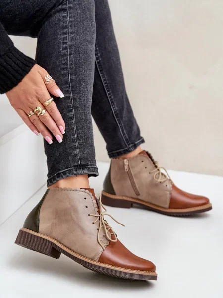 Usnjene čevlji do gležnjev Nobo brez pet rjava