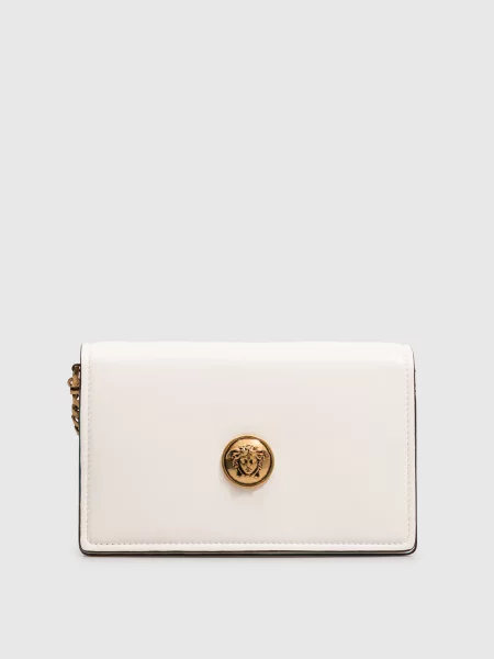 Шкіряна сумка крос-боді Emblème Versace біла