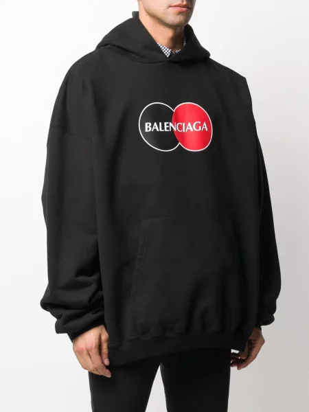 Hanorac cu glugă Balenciaga cu imagine negru