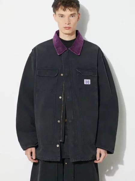 Needles geaca jeans Lumberjack Coat barbati de iarna oversize negru