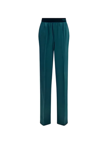 Pantaloni Tom Ford de mătase cu autograf albastru