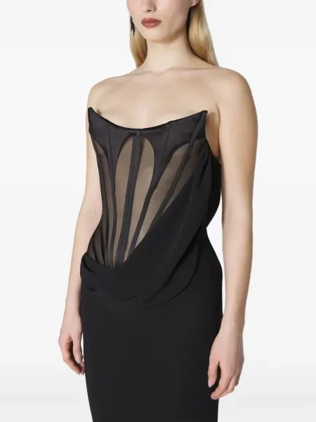 Rochie maxi Mugler drapată negru