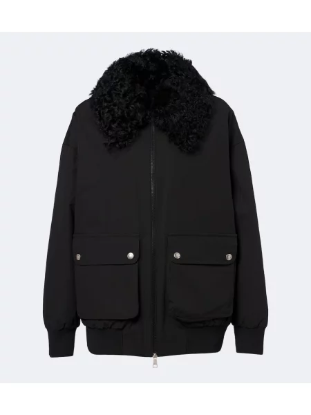 Geacă cu puf Moncler din piele de oaie negru