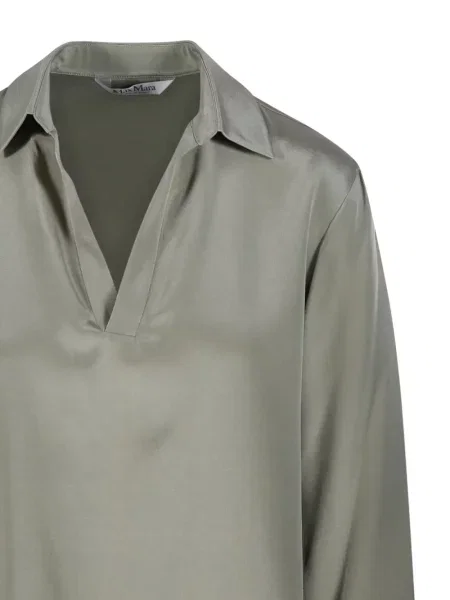 Bluză Max Mara cu decolteu în V lungă verde