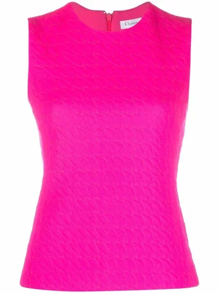 Žakárový top Christian Dior Pre-owned bez rukávů růžový