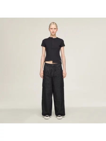 KALHOTY DENIM STRAIGHT LEG černé