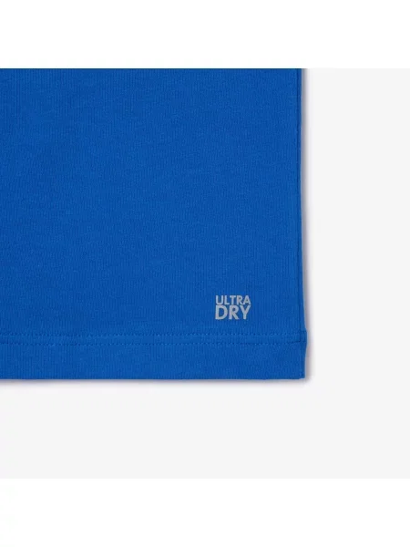 Lacoste T-Shirt Z Oddychającego Dżerseju Sport Z Nadrukiem Z Logo Krokodyla 3D niebieska