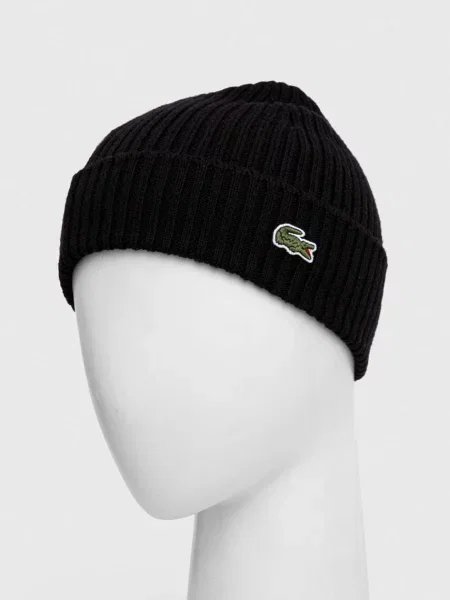 Lacoste căciulă de lână maro de lână negru