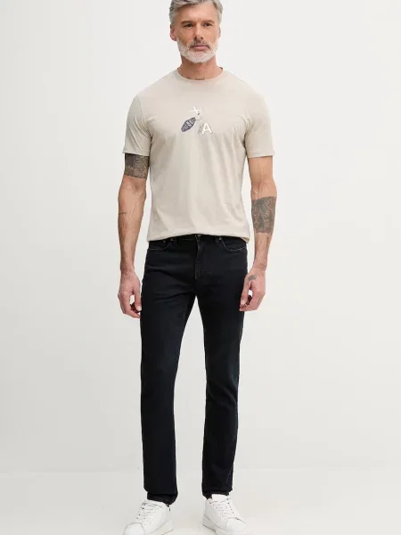 Armani Exchange basic tričko béžové