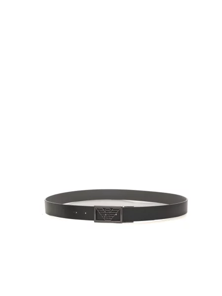 Pasek Emporio Armani skórzany czarny