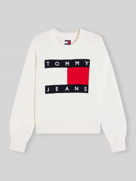 Sweter o kroju regular fit z mieszanka bawełny i wełny Tommy Jeans biały