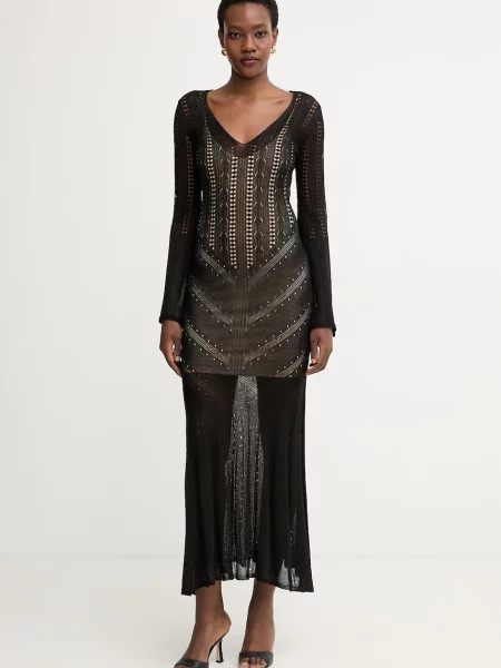 Twinset rochie tricotată cu vâscoză negru