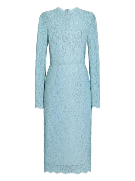 Rochie maxi Dolce & Gabbana din dantelă lungă de costum albastru