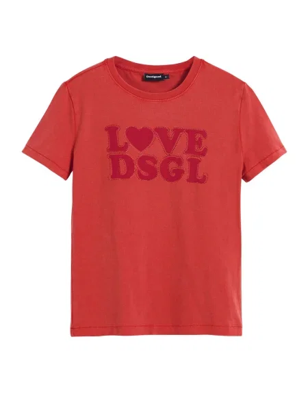Desigual Póló Love Dsgl Regular Fit piros